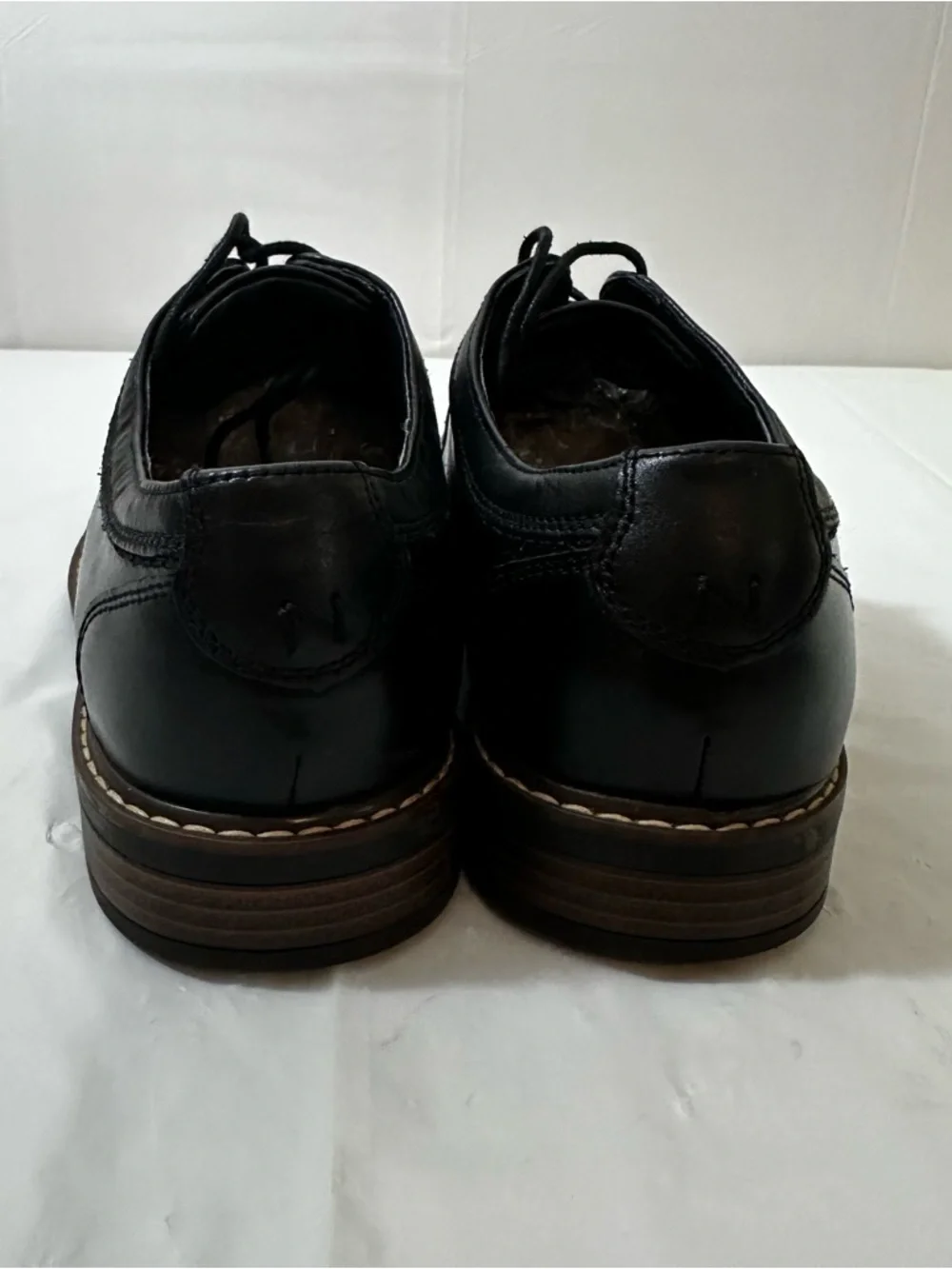 Nunn Bush Black Leather Derby Shoes with Contrasting‎ Brown Welt
